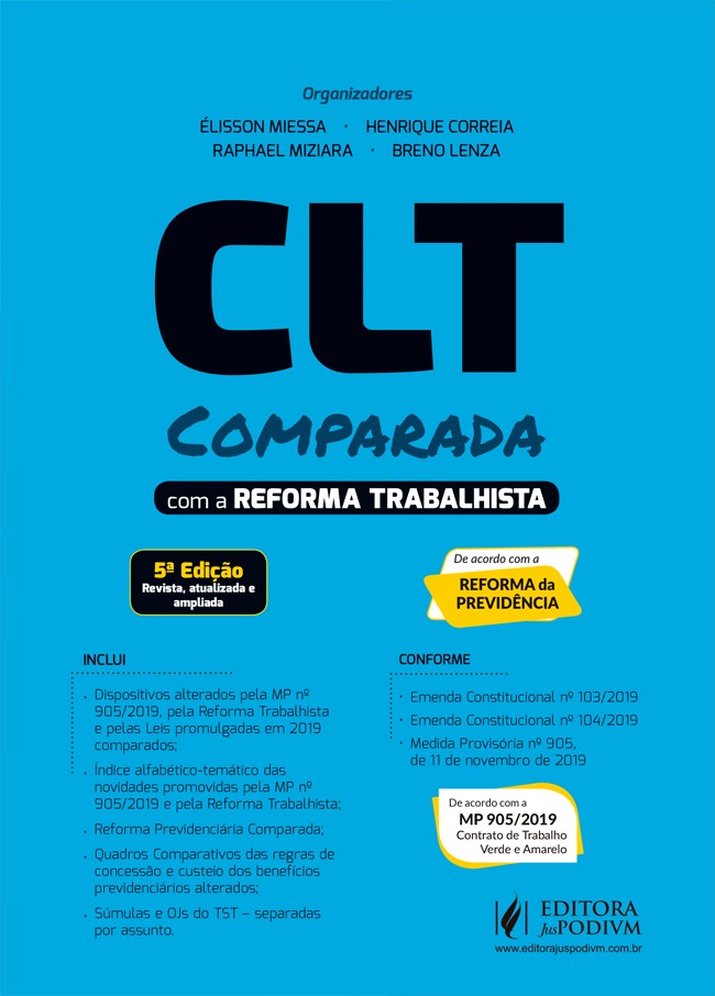 CLT COMPARADA COM A REFORMA TRABALHISTA – Livraria Entre Amigos