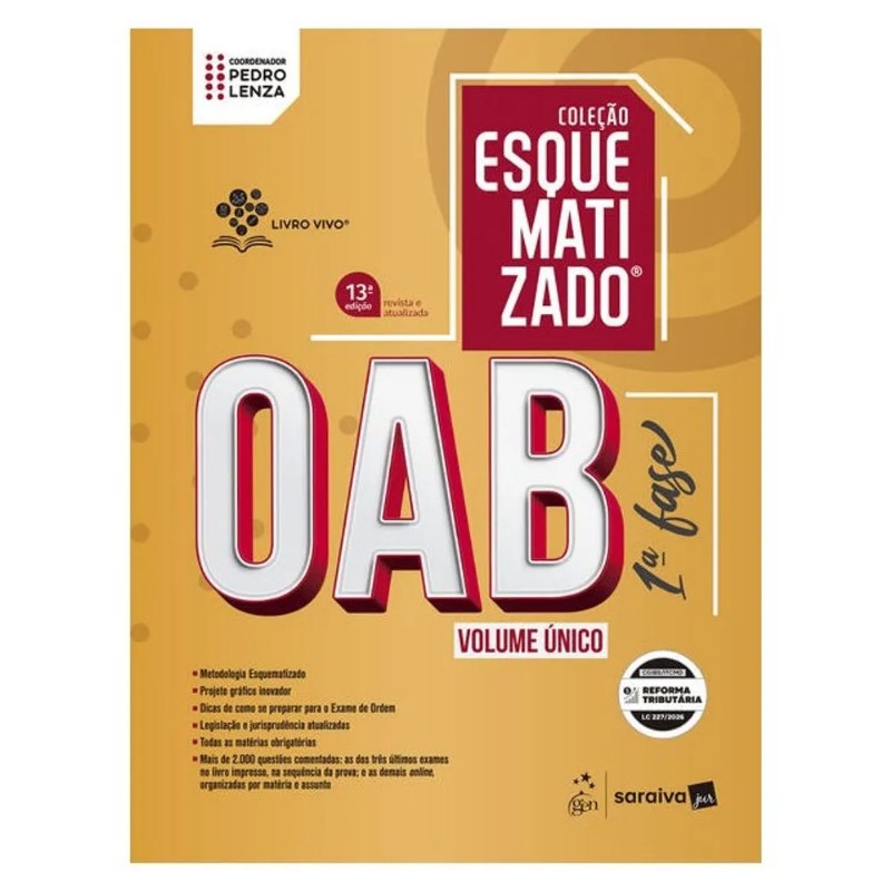 Oab 1 Fase – Volume Unico – Colecao Esquematizado – 13 Edicao 2026